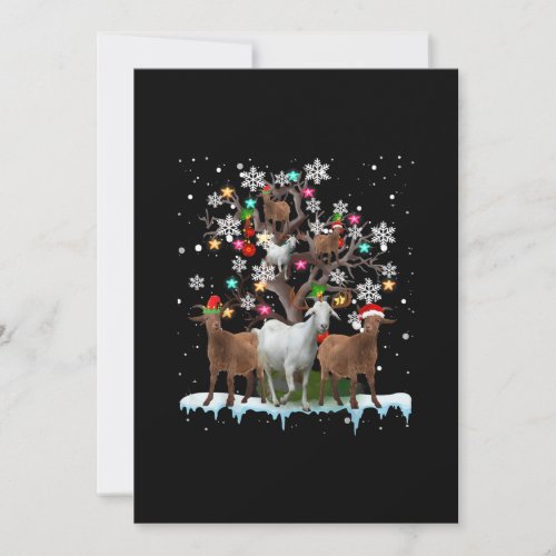 Christmas Goat On Tree Santa Goat Lovers Holiday Card