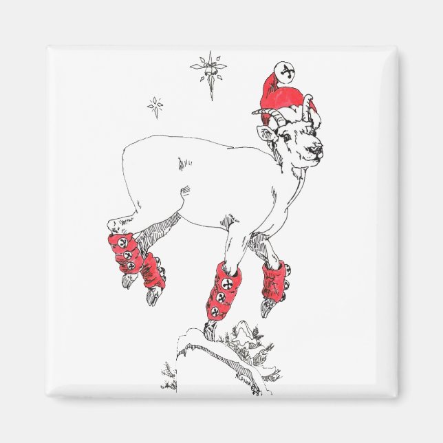 Christmas Goat Prancing during the holiday fest Magnet (Front)