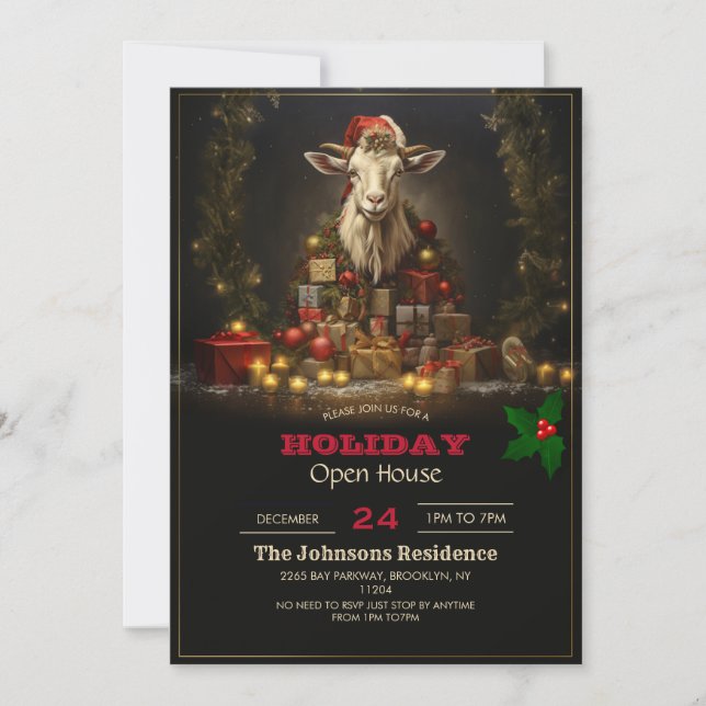 Christmas Goat Santa Claus Invitation (Front)