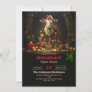 Christmas Goat Santa Claus Invitation