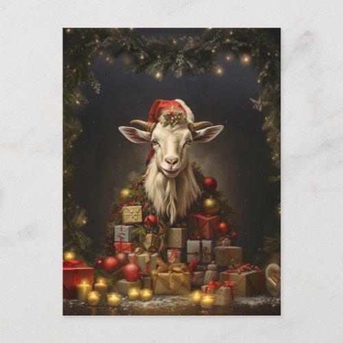 Christmas Goat Santa Claus Postcard