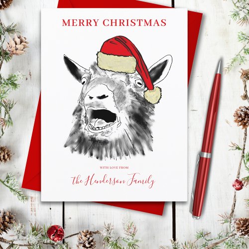 Christmas Goat Screaming personalized  Holiday Postcard