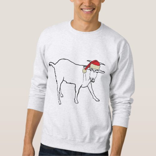 Christmas Goat Wearing a Santa Hat Sweatshirt