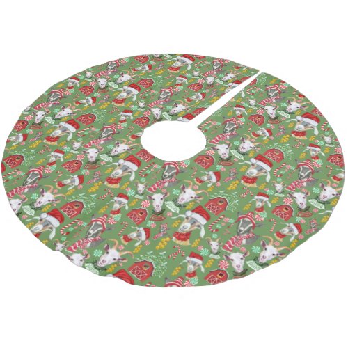 Christmas GOATS Candy and Jingle Bells Brushed Polyester Tree Skirt