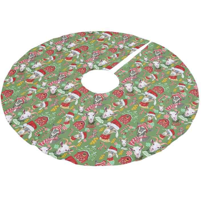 Christmas GOATS Candy and Jingle Bells Brushed Polyester Tree Skirt ...