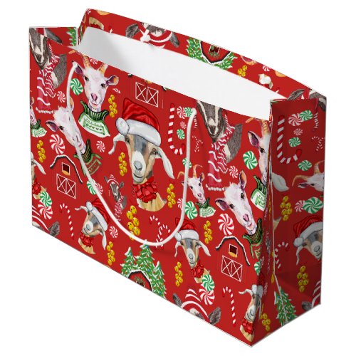 Christmas GOATS Candy and Jingle Bells GetYerGoat Large Gift Bag