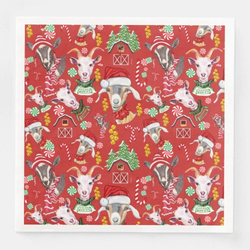 Christmas GOATS Candy and Jingle Bells GetYerGoat Paper Dinner Napkins