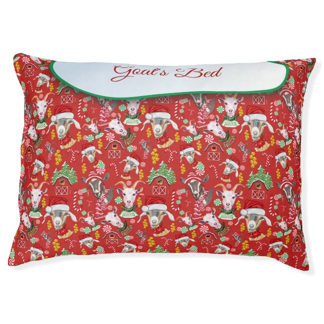 Christmas GOATS Candy and Jingle Bells GetYerGoat™ Pet Bed (Front)