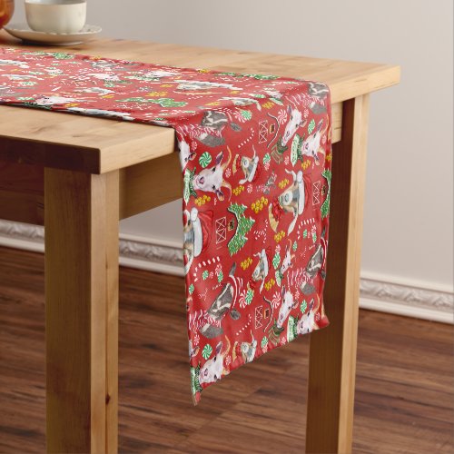 Christmas GOATS Candy and Jingle Bells GetYerGoat Short Table Runner