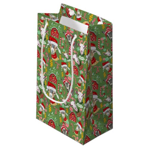 Christmas GOATS Candy and Jingle Bells GetYerGoat Small Gift Bag