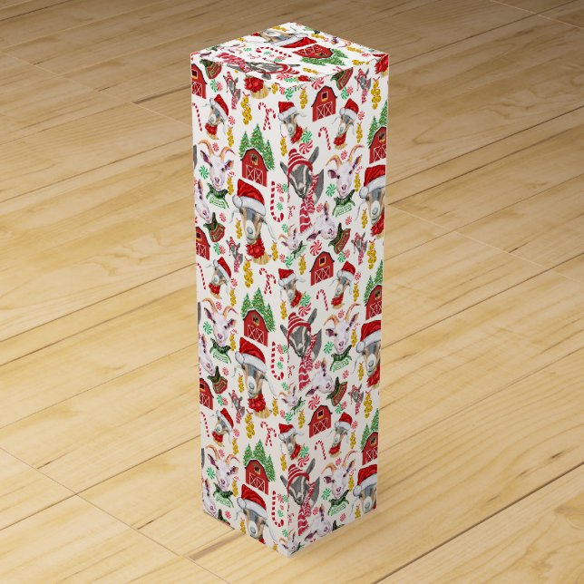 Christmas GOATS Candy and Jingle Bells GetYerGoat™ Wine Box (Front)