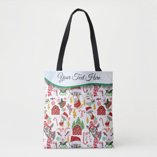 Christmas GOATS Candy and Jingle Bells Tote Bag (Front)
