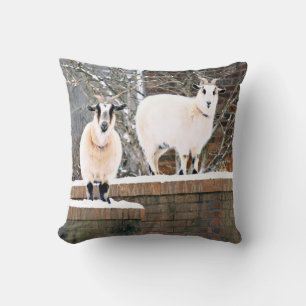 Christmas Goats Throw Pillow