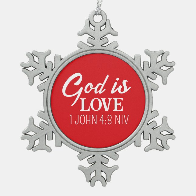 Christmas God is Love Bible Verse Red Ornament (Front)