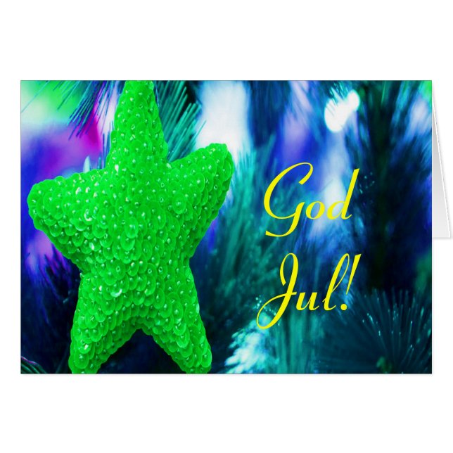Christmas God Jul Green Star I Cards (Front Horizontal)