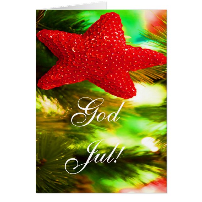 Christmas God Jul Red Star III Cards (Front)