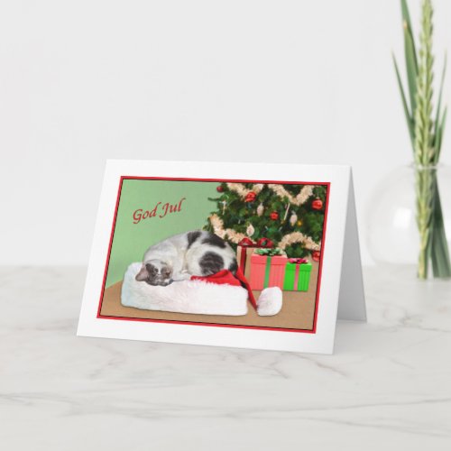Christmas God Jul Swedish Sleeping Cat Card