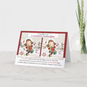 Christmas, Goddaughter. Spot the difference Card