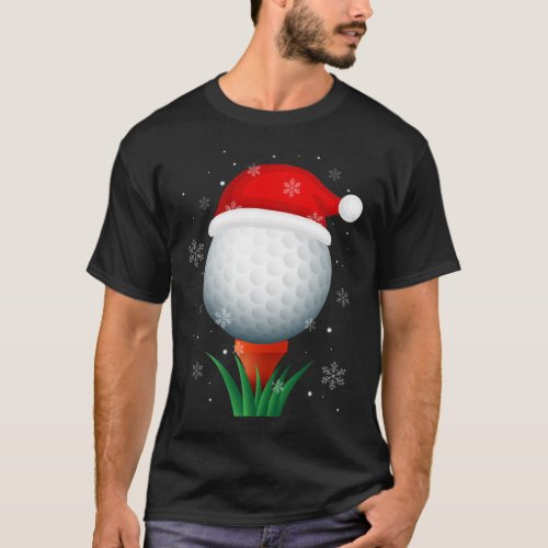 Christmas Goft Reindeer Funny Santa Hat Golf Lover T_Shirt