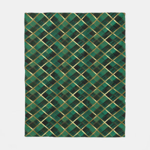 Christmas Gold And Green Plaid Pattern  Fleece Blanket