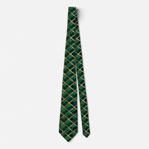 Christmas Gold And Green Plaid Pattern Neck Tie