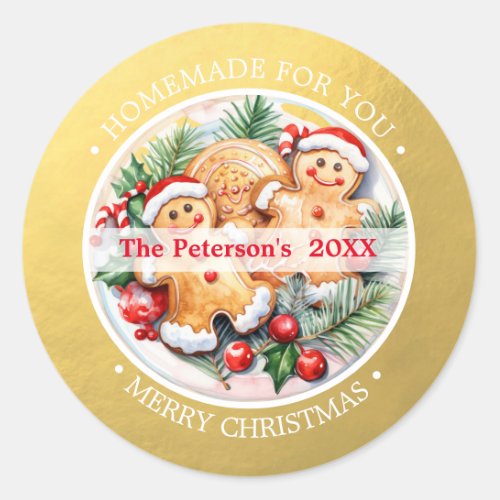 CHRISTMAS Gold Baked Goods Cookies Ginger Homemade Classic Round Sticker