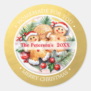 CHRISTMAS Gold Baked Goods Cookies Ginger Homemade Classic Round Sticker