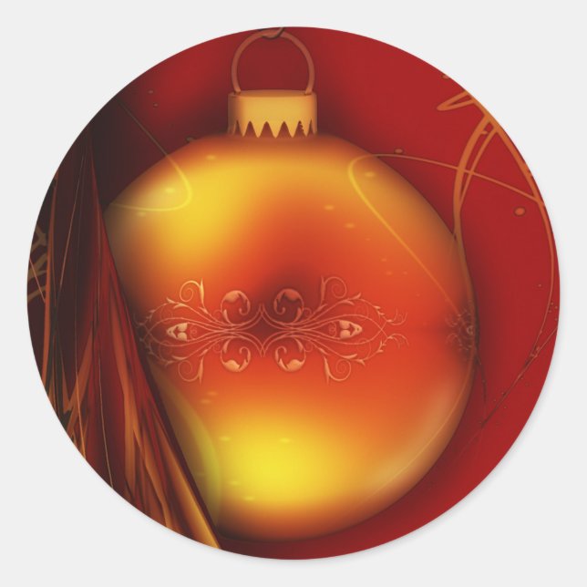 Christmas Gold Bauble Red Background Sticker (Front)
