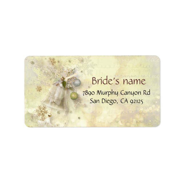 Christmas Gold Bell Address Label (Front)