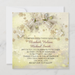 Christmas Gold Bell Wedding Invite