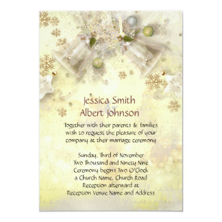 Christmas And Wedding Bells Invitations Announcements Zazzle Christmas Gold Bell Wedding Invite