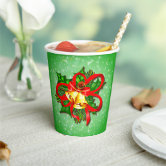 Frosted Cups - Large  Merry Christmas Holly