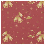 Christmas Gold bells on red pattern Fabric