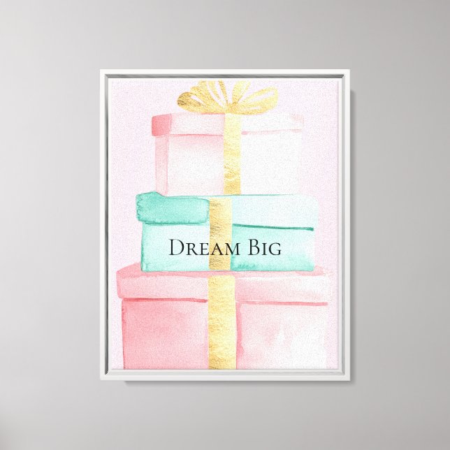 Christmas Gold Blush Pink Mint Warm Wishes Gifts Canvas Print (Front)