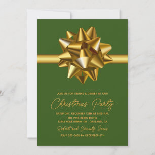 Christmas Gold Bow Party Invitation