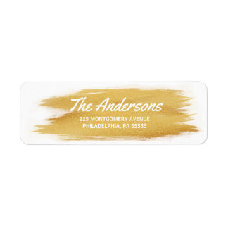 Christmas Gold Brush Stroke Return Address Label