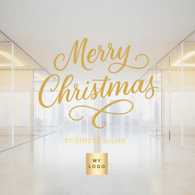 Christmas gold business logo clear window cling (Creator Uploaded)