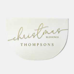 Christmas Gold Calligraphy Script Modern Blessings Doormat
