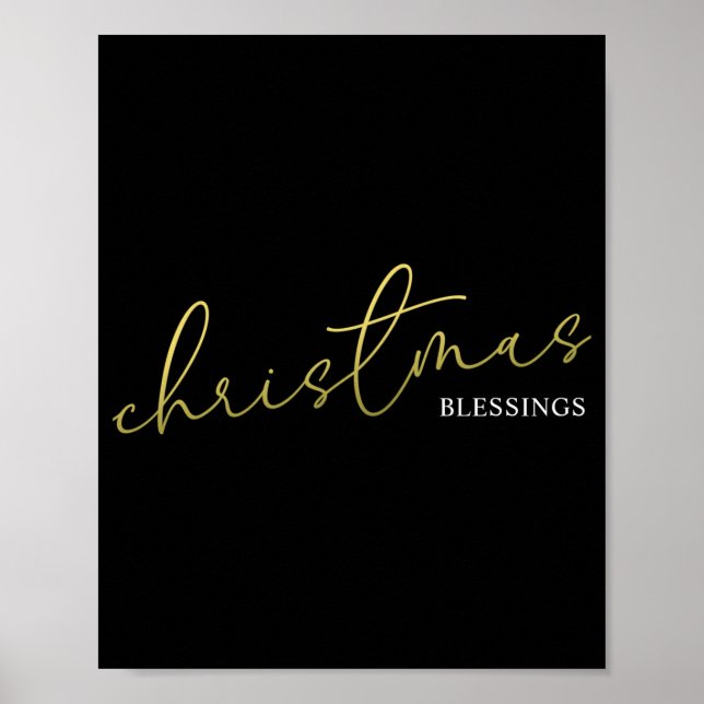 Christmas Gold Calligraphy Script Modern Blessings Poster (Front)