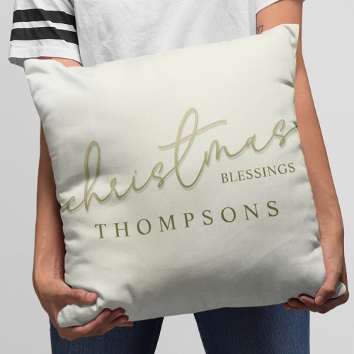 Christmas Gold Calligraphy Script Modern Blessings Throw Pillow