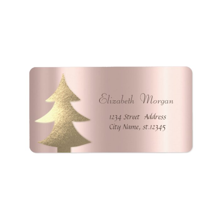 Christmas ,Gold Christmas Tree, Rose Gold Label | Zazzle.com