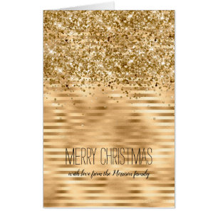 Christmas Gold Confetti Glitter Personalized Card
