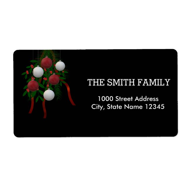 Christmas Gold Decor with Black Background Label (Front)