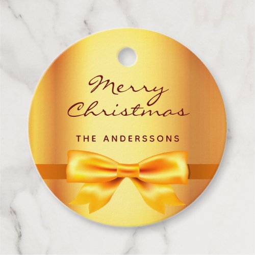 Christmas gold elegant bow favor tags