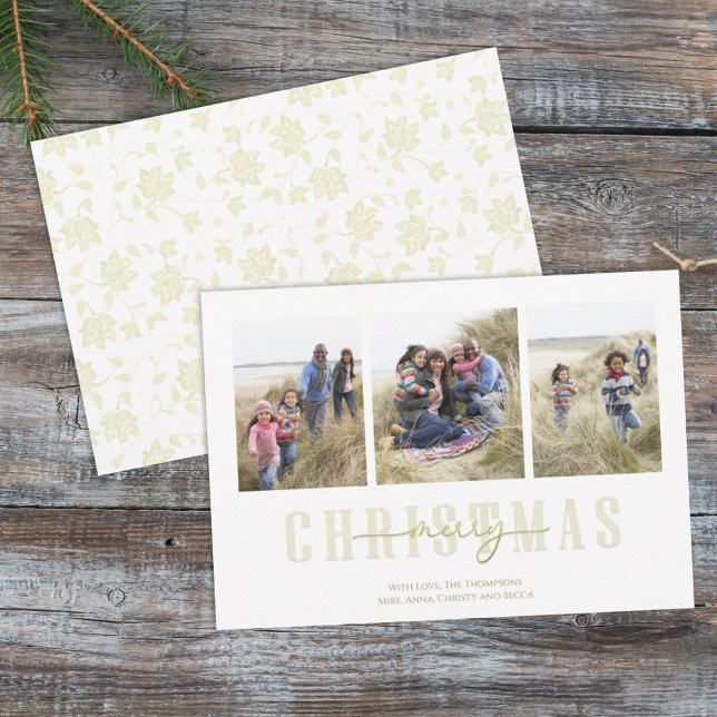 Christmas Gold Elegant Floral Holiday 3 Photo (Creator Uploaded)