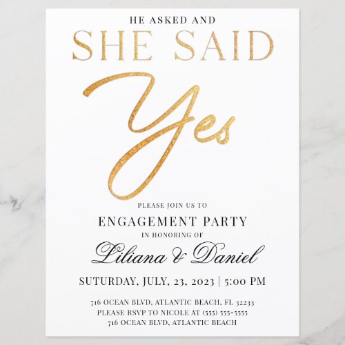 Christmas Gold Engagement Party Invitation