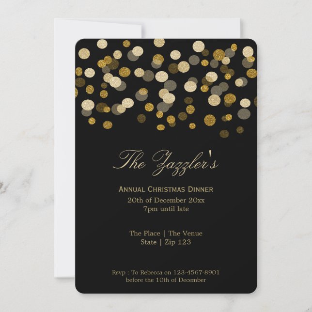 Christmas Gold Faux Glitter Festive Party Invitation (Front)