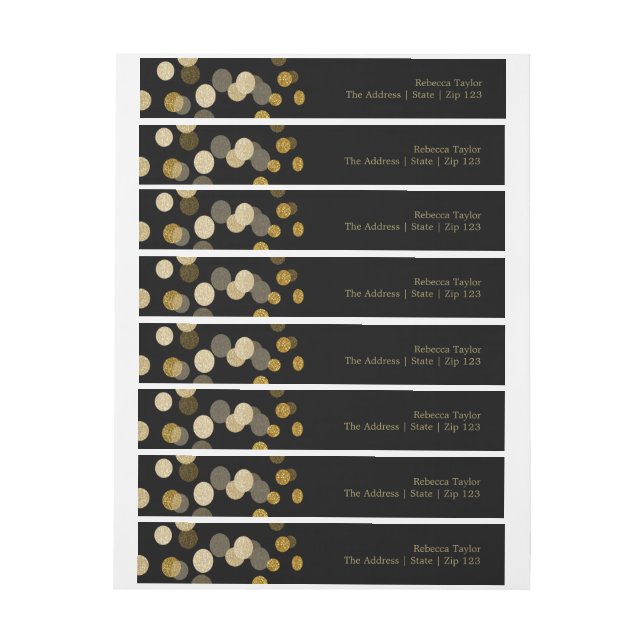 Christmas Gold Faux Glitter Festive Wrap Around Address Label (Sheet)