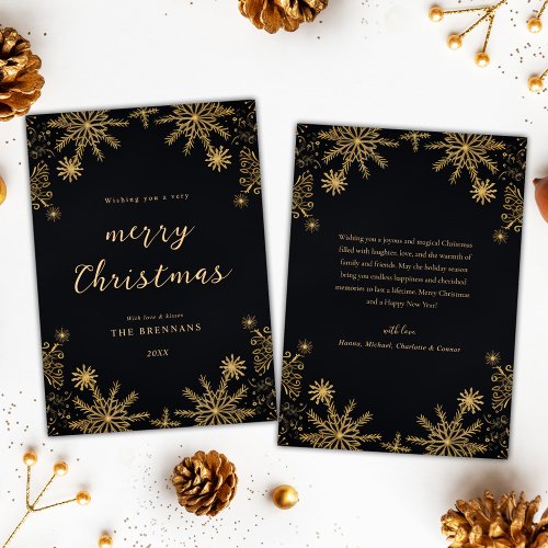 Christmas Gold Festive Elegant Modern Black Holiday Card
