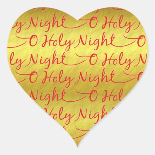 Christmas Gold Foil Holy Night Typography Heart Sticker